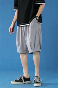 K162 P23 蓝底 冰丝百搭五分裤夏装纯色潮流学生短裤沙滩裤凉爽图片