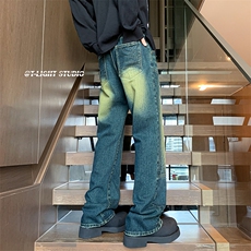 B221美式ins高街暗黑小众铆钉伐木裤牛仔裤LK23145-P65控88，男装牛仔裤，电商B221
