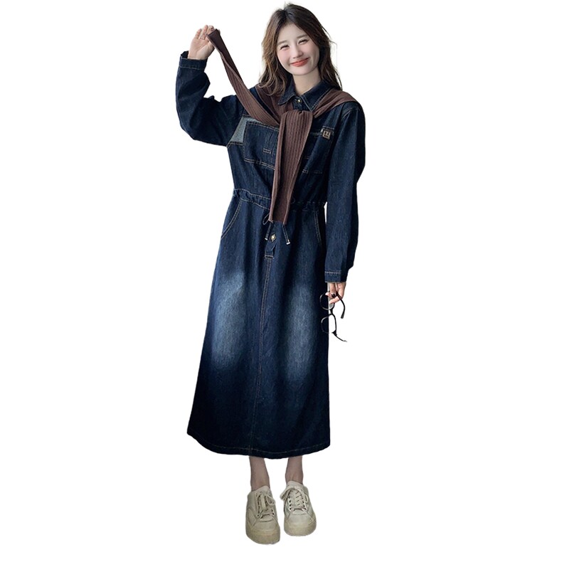 春季新款牛仔连衣裙女中长款显瘦宽松百搭时尚潮流女装,女装连衣裙,秋水欣儿