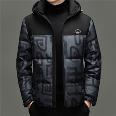 2025新款冬季男士连帽短款90%白鸭绒羽绒服大衣加厚羽绒服外套，男装羽绒服，钱塘723