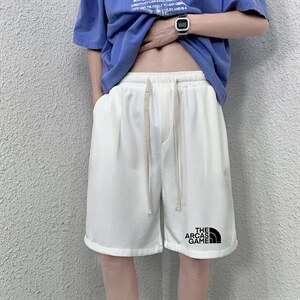 HD74232-P22 华夫格短裤男大码宽松五分裤男直筒中裤图片