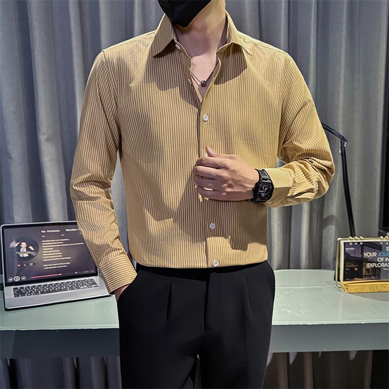 主推新款足货秋冬男士内搭长袖衬衫小伙店主条纹衬衣C601P48控78,男装衬衫,星座301B-1