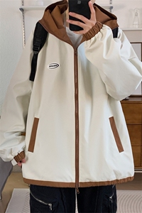 JK9012/P70春装新款两面服中性风夹克男防水冲锋衣宽松外套两面穿图片