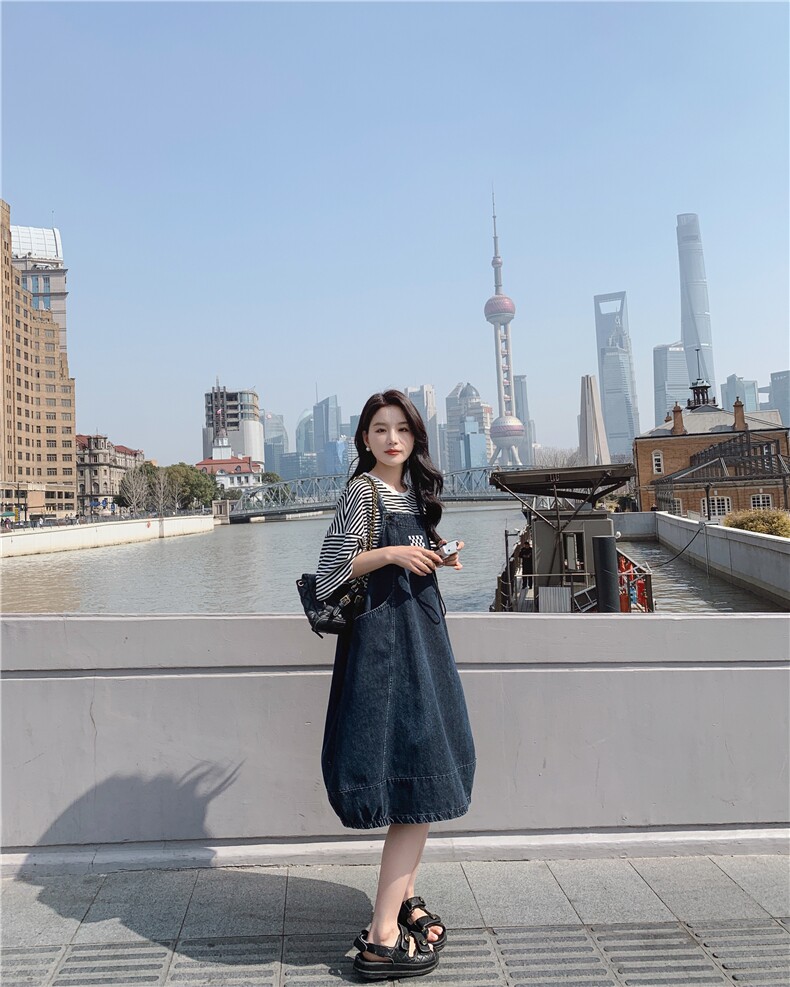 春现 减龄简约花苞裙牛仔灯笼裙套装B190-F8707-P105-K158-T40-k1图片