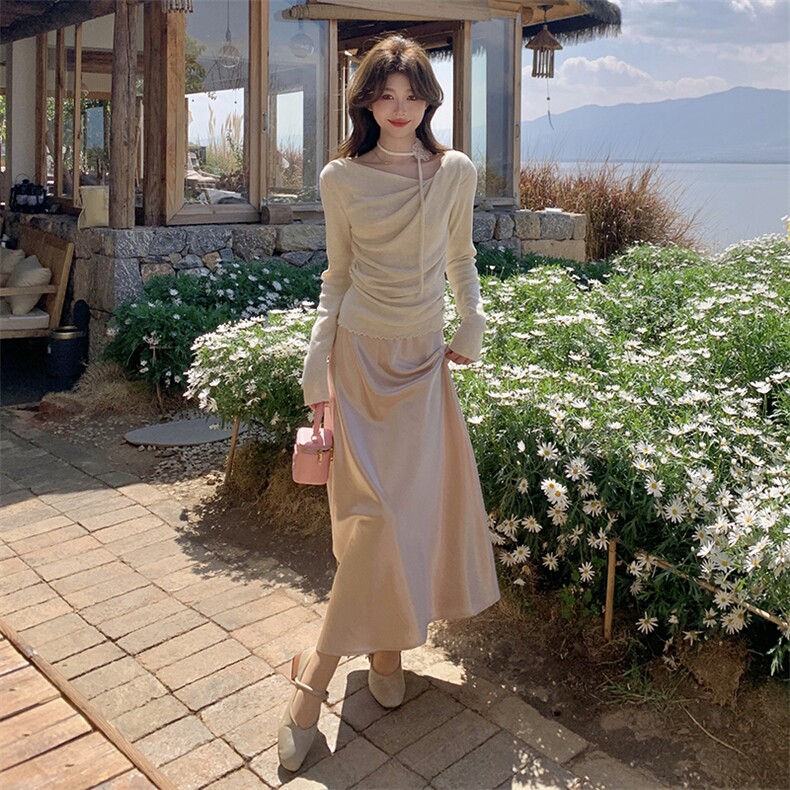 温柔风甜美酷酸半身裙套装女春秋2025新款两件套减龄独特漂亮超火,女装套装/套裙,2C353