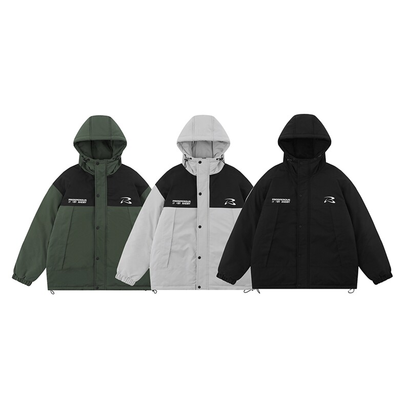 新款平铺休闲字母印花百搭宽松连帽棉服A247-MY85607特批95控158,男装棉衣,电商A247-1