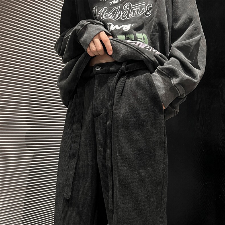 加绒重磅卫裤冬季男雪尼尔灯芯绒裤垂感阔腿裤993Ap65,男装休闲裤,电商D315A