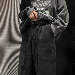 加绒重磅卫裤冬季男雪尼尔灯芯绒裤垂感阔腿裤993Ap65图片