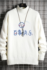 M18183-P45加绒款-P65半高领毛衣男士大码针织衫男毛线衣男网格，男装针织衫/毛衣，电商A040A