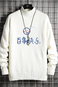 M18183-P45 加绒款-P65半高领毛衣男士大码针织衫男毛线衣男网格图片