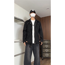 麂皮绒拉链款夹克外套休闲高街百搭潮款外套A061-AJ00361-P100，男装夹克，电商A061