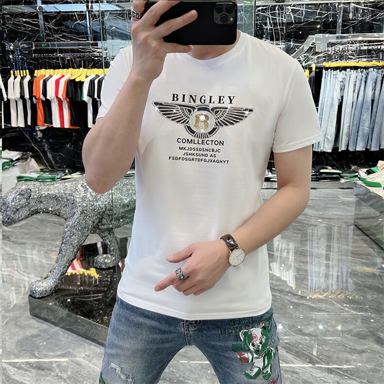 新款时尚高端精品欧货夏季男T恤短袖潮流抖音A227B-A-715-P45,男装T恤,电商A227B（原钱塘4066-1）