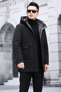 羽绒服男中长款潮流男士连帽休闲保暖厚款冬装外套KCN3019-5-P295，男装羽绒服，电商B212（原钱塘6029）