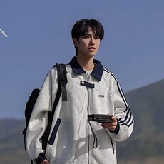 JK22-P48美式三条杠翻领撞色卫衣外套男春秋季青少年学生，女装短外套，电商B323A
