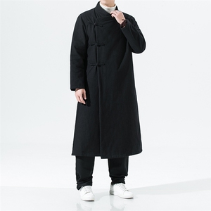 2158^风男士汉服棉衣长款中式唐装棉袄斜襟盘扣棉服加厚外套图片