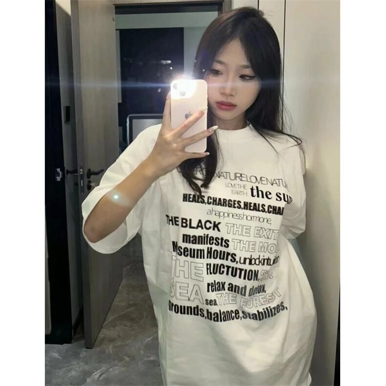 T0766-P25潮标语字母纯棉印花T白色全棉男女款情侣上衣短袖,男装T恤,星座617A-2