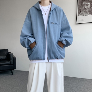 8XL-M 美式复古撞色连帽水洗夹克男高级感做旧情侣外套JK1327P88图片