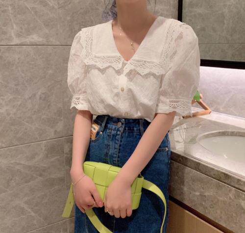 刺绣花翻领衬衣，女装，新袖