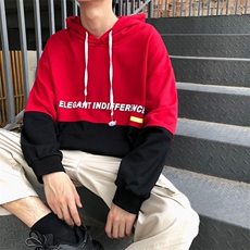 春季拼接情侣外套港风连帽套头卫衣宽松休闲男装W102/，男装卫衣，电商D202