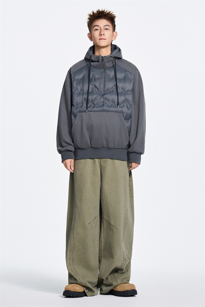 冬季美式套头连帽袋鼠袋轻薄羽绒服90白鸭绒XZ309Y95732P105,男装羽绒服,星座309（原A406）