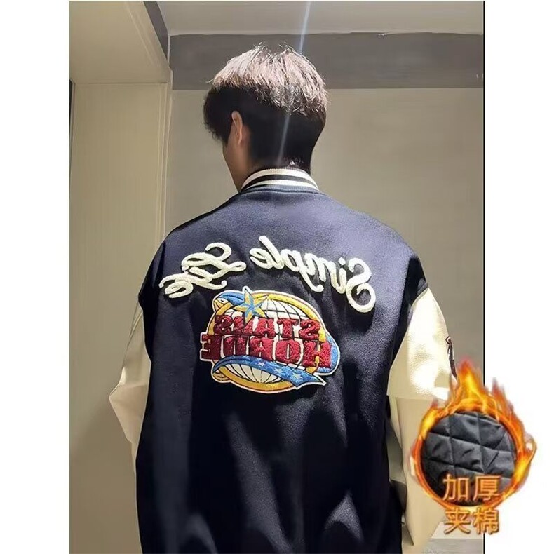 美式字母刺绣棒球服外套男女秋冬款夹棉潮情侣夹克上衣JK8086,男装夹克,星座516A