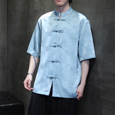 新款现货~风夏季新中式五分袖衬衫短袖T恤男T2802-p65，男装T恤，电商A021