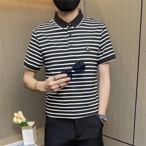 PL043-特P40控65短袖Polo衫男夏季经典条纹翻领半袖T恤男士冰丝棉图片