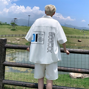 特批P65无差价夏季冰丝垂感印花青少年男士凉感舒适两件套装TZ361图片