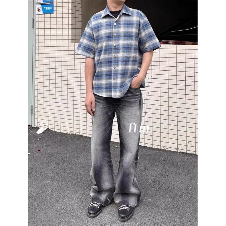 美式直筒牛仔裤男秋季新款水洗做旧阔腿裤子男士长裤L99011-P58,男装牛仔裤,星座1008