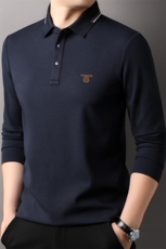 F83067莫代尔含羊毛拉链门襟翻领长袖POLO磨毛保暖刺绣LOGO，男装Polo衫，钱塘207-1