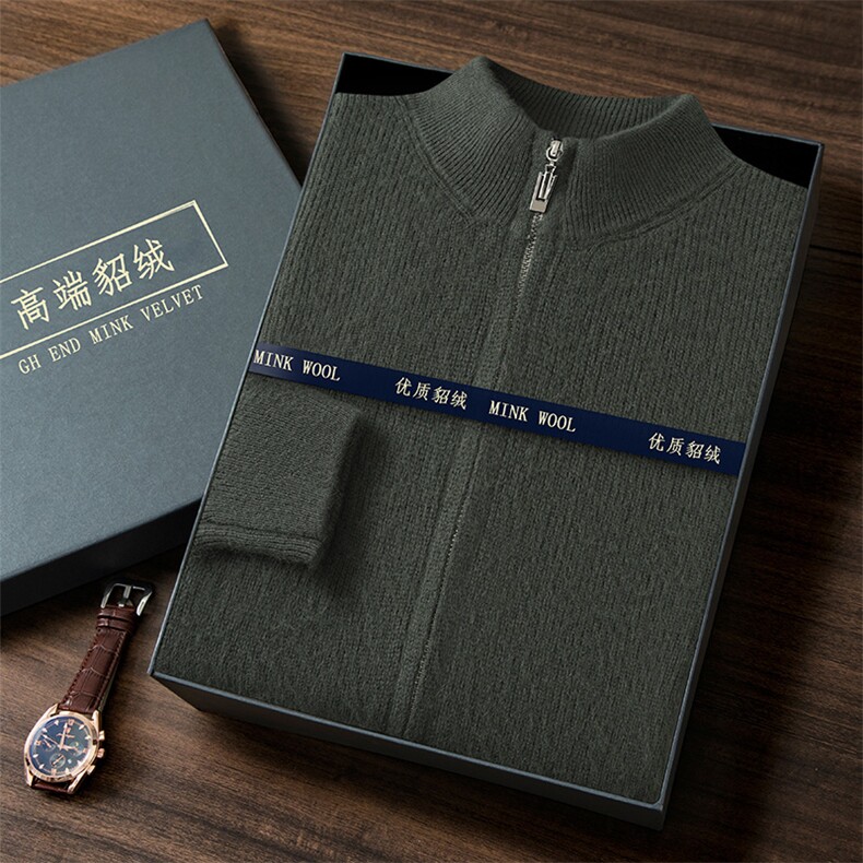 秋冬新款高端貂绒男士半高领毛衣舒适保暖时尚百搭优质面料,男装针织衫/毛衣,冬贝尔貂绒