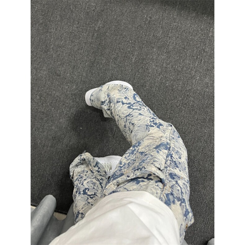 【有货】1197CC-特P76青花瓷牛仔裤男女设计感直筒裤子,男装牛仔裤,星座1007（原301D）