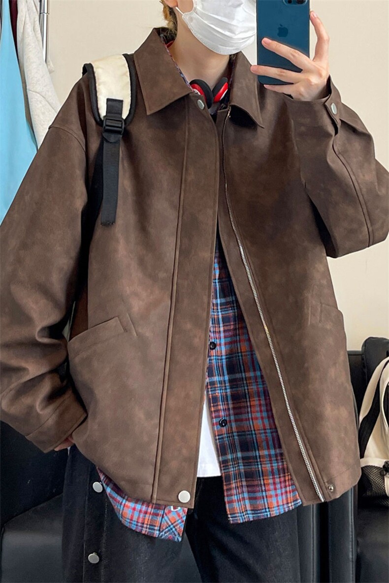 潮流宽松美式复古机车皮衣PU皮夹克外套P7810-P65【特价】,男装夹克,电商A007