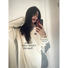 WE1949-P46徽章V领撞色拼接美式重磅运动卫衣男女，男装卫衣，电商B323A