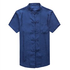 夏季新款风唐装短袖衬衫男士潮流盘扣男装潮上衣，男装民族服装，电商B212（原钱塘6029）