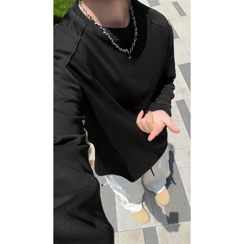 特批22数据款美式T恤高品质长袖卫衣设计立体显瘦ins卫衣CX3301,男装卫衣,电商A128