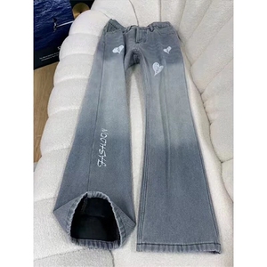 爱心刺绣渐变牛仔裤男女美式高街vibe潮牌直筒微喇裤LA5533-P47图片