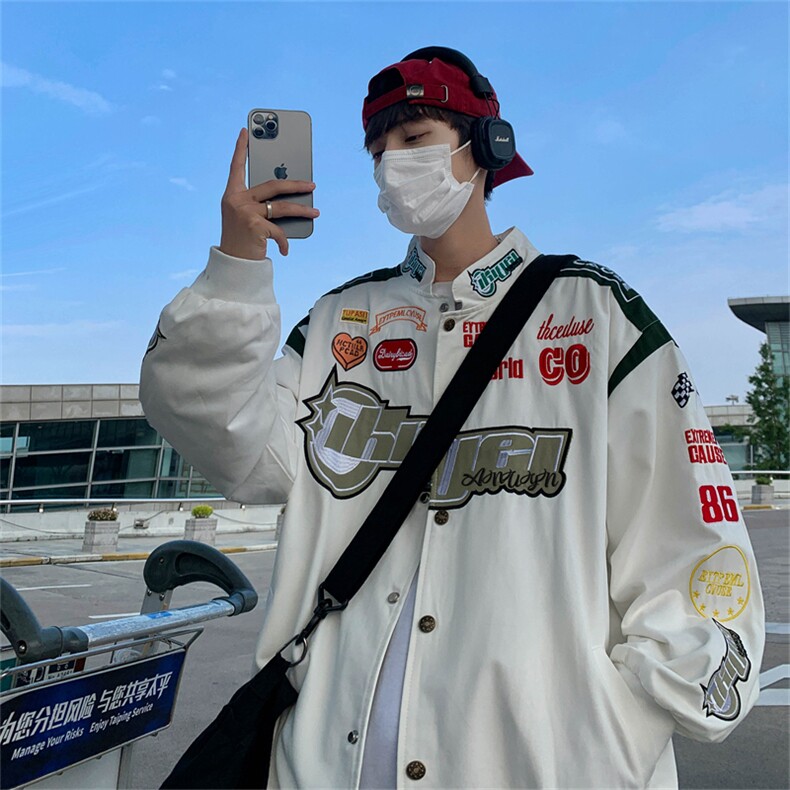 2023春秋季韩版宽松美式赛车服百搭潮流夹克衫棒球服W5251-P70,男装夹克,星座512-2