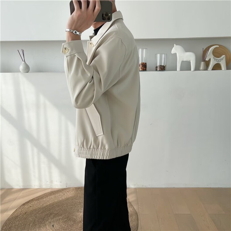 韩版简约短款外套男春季新款潮流轻熟风翻领休闲夹克流行潮流新款,男装夹克,星座1210-1