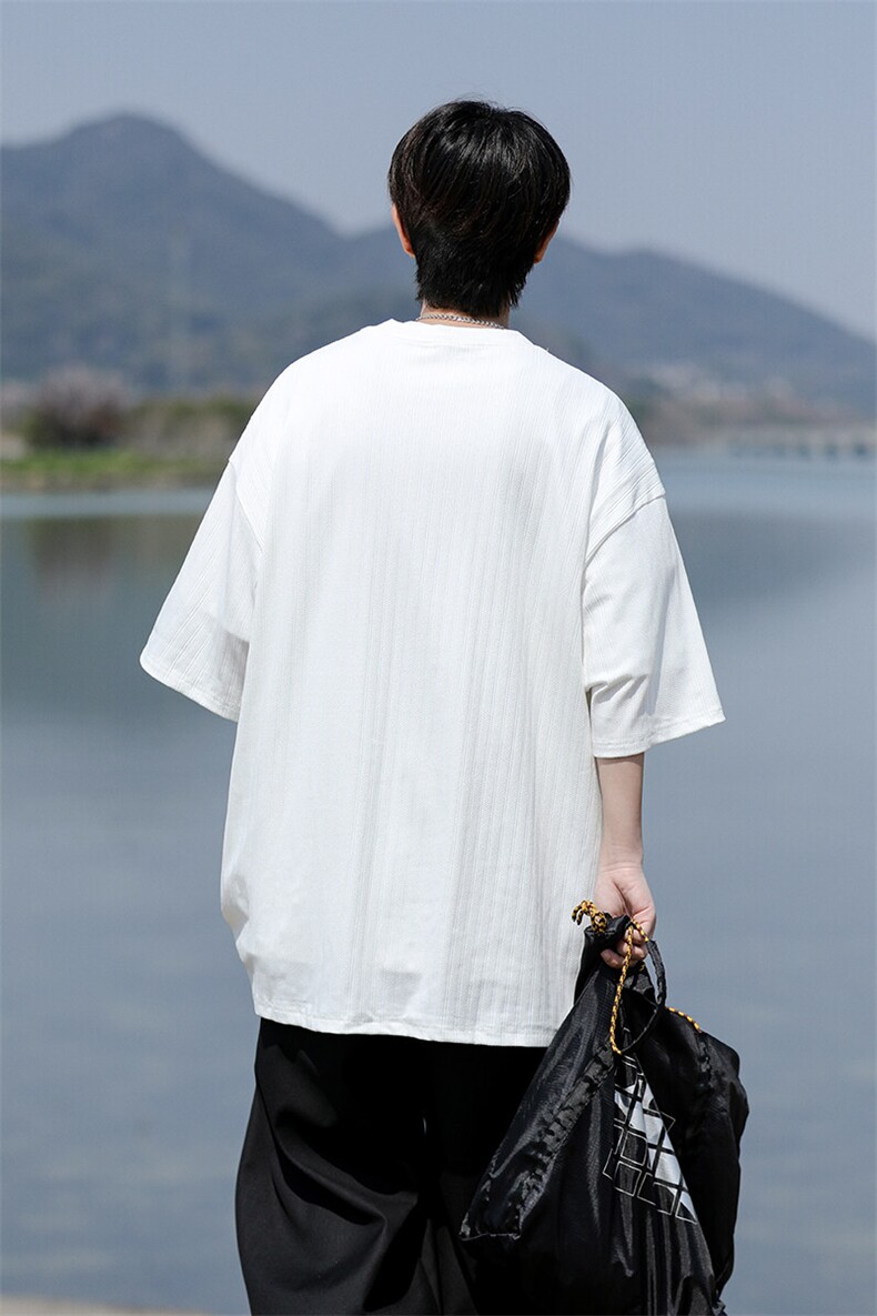 8XL-M重磅！特大码港风短袖T恤男士半袖男五分袖体恤衫DX306P40,男装T恤,电商D206-1