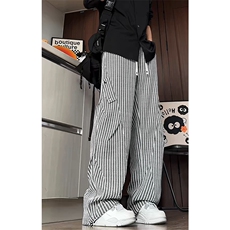 K2621/P40春装新款鱼骨纹条纹褶皱休闲裤男大码运动裤卫裤长裤子，男装休闲裤，电商A141