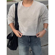 圆领针织长袖t恤男士春秋东大门高品质休闲百搭慵懒风打底衫T199，男装T恤，星座1116A（原606A-3）