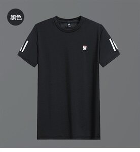 男大码运动圆领短袖T恤弹力网眼 5032-1_T83(L-X4LP40 5XL-9XLP45图片