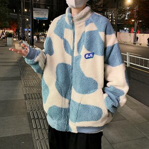 秋冬羊羔毛衣ins韩版情侣服港风宽松立领袄外套  W1889-P53图片