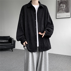 8XL-M鱼骨纹小香风衬衫男生春秋衬衣宽松慵懒垂感外套CS29009P45，男装衬衫，电商B312