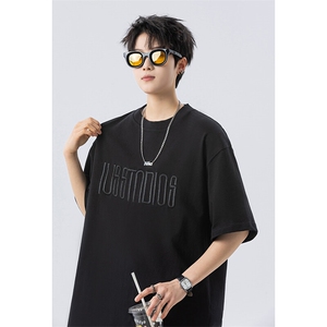 现货，夏季新款男士潮牌印花短袖T恤字母刺绣半袖T126-P35-控58图片