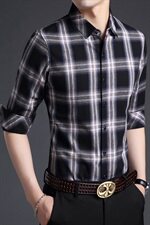 BJ77807衬衫2021春秋季新款长袖衬衫男韩版T恤衫商务休闲男装P60，男装衬衫，电商B360