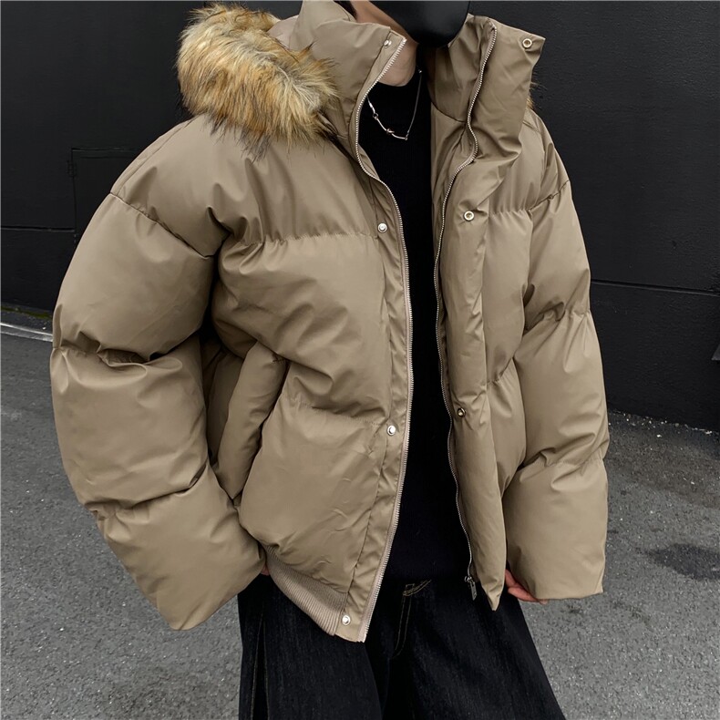 美式复古座山雕棉服男女高街cleanfit短款连帽毛领夹克外套p115,男装棉衣,电商C307