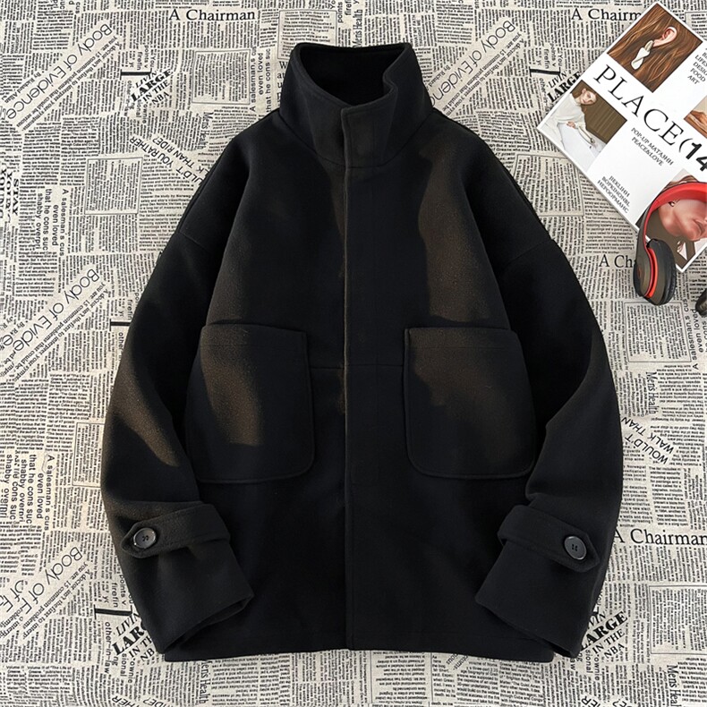 N8181/P90秋冬新款毛呢大衣男装呢料外套oversize工装毛呢夹克图片