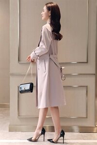 风衣女2024春秋新款修身显瘦气质时尚中长款胖mm加大加肥春秋外套图片